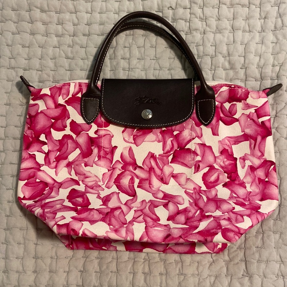 Longchamp Modele Depose Small Pink Floral bag